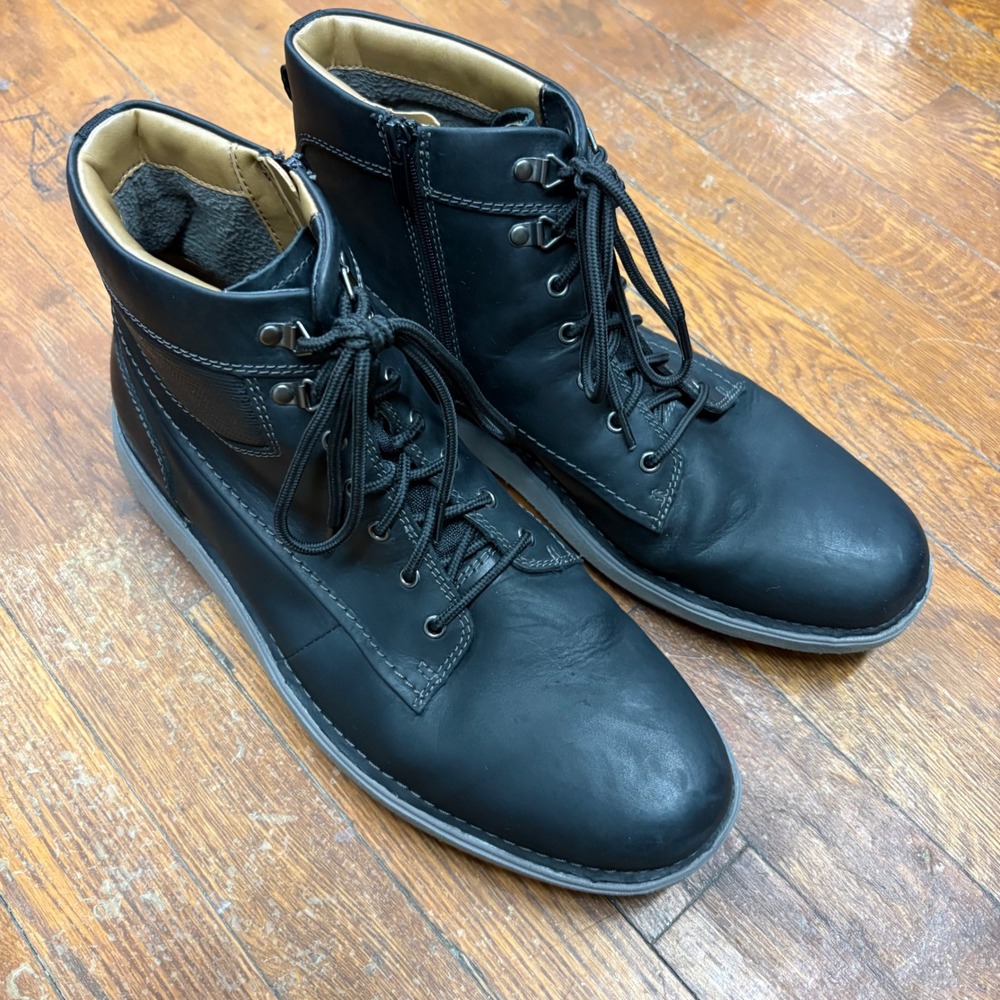Clarks Unstructured Un Abode Free Mens Black Leather Side Zip Boots Size 13 M